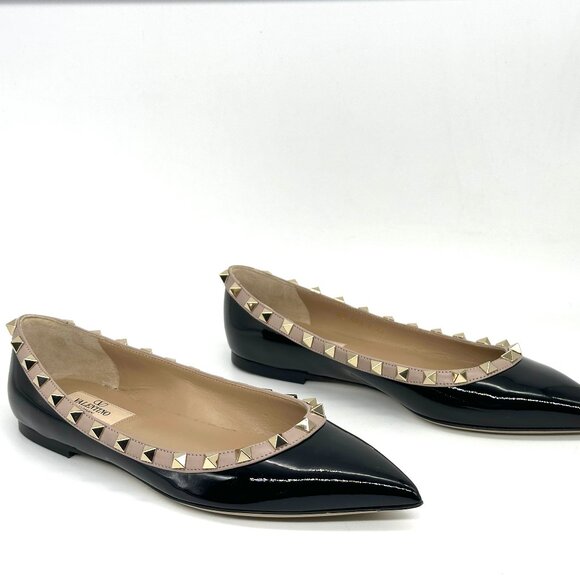 Valentino Rockstud Studded Patent Leather Ballet Ballerina Flats Shoes - Picture 11 of 16